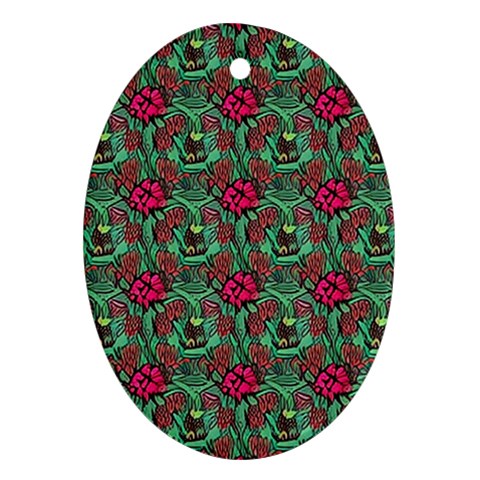 Retro 1880s Flowers Pattern 3 Oval Ornament (Two Sides) from ArtsNow.com Back