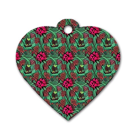 Retro 1880s Flowers Pattern 3 Dog Tag Heart (One Side) from ArtsNow.com Front