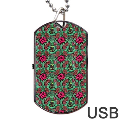 Retro 1880s Flowers Pattern 3 Dog Tag USB Flash (One Side) from ArtsNow.com Front