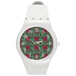 Retro 1880s Flowers Pattern 3 Round Plastic Sport Watch (M)