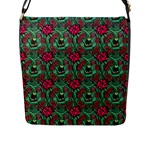 Retro 1880s Flowers Pattern 3 Flap Closure Messenger Bag (L)