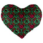 Retro 1880s Flowers Pattern 3 Large 19  Premium Flano Heart Shape Cushions