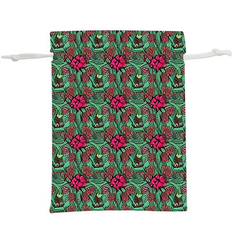 Retro 1880s Flowers Pattern 3 Lightweight Drawstring Pouch (XL) from ArtsNow.com Front