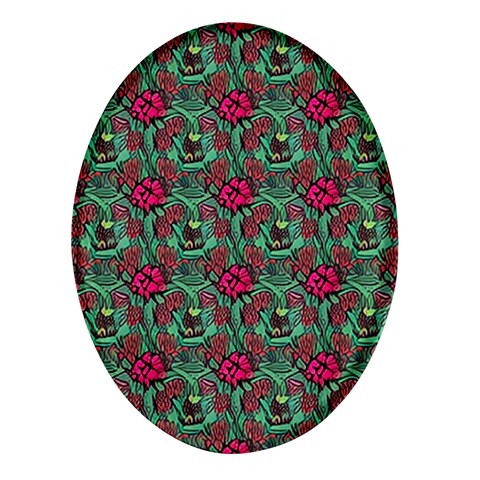 Retro 1880s Flowers Pattern 3 Oval Glass Fridge Magnet (4 pack) from ArtsNow.com Front