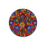 Mid Century Retro Floral 1970s 1960s Pattern 69 Magnet 3  (Round)