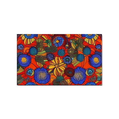 Mid Century Retro Floral 1970s 1960s Pattern 69 Sticker Rectangular (100 pack) from ArtsNow.com Front