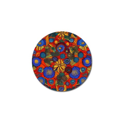 Mid Century Retro Floral 1970s 1960s Pattern 69 Golf Ball Marker (4 pack) from ArtsNow.com Front