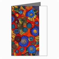 Mid Century Retro Floral 1970s 1960s Pattern 69 Greeting Cards (Pkg of 8) from ArtsNow.com Left