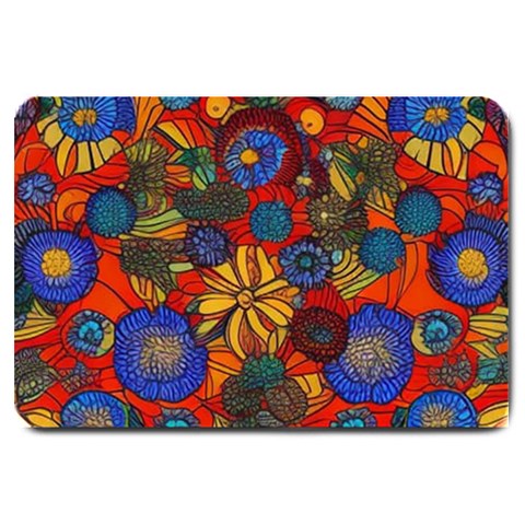 Mid Century Retro Floral 1970s 1960s Pattern 69 Large Doormat from ArtsNow.com 30 x20  Door Mat