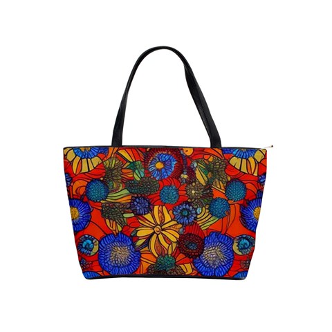 Mid Century Retro Floral 1970s 1960s Pattern 69 Classic Shoulder Handbag from ArtsNow.com Front