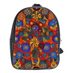 Mid Century Retro Floral 1970s 1960s Pattern 69 School Bag (Large)