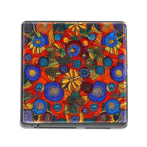 Mid Century Retro Floral 1970s 1960s Pattern 69 Memory Card Reader (Square 5 Slot) from ArtsNow.com Front