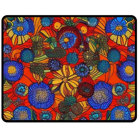 Mid Century Retro Floral 1970s 1960s Pattern 69 Fleece Blanket (Medium) from ArtsNow.com 60 x50  Blanket Front