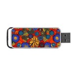 Mid Century Retro Floral 1970s 1960s Pattern 69 Portable USB Flash (One Side)