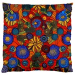 Mid Century Retro Floral 1970s 1960s Pattern 69 Standard Premium Plush Fleece Cushion Case (One Side)