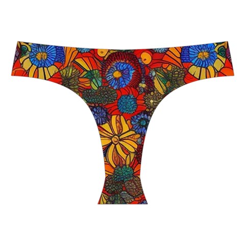 Mid Century Retro Floral 1970s 1960s Pattern 69 Cross Back Hipster Bikini Set from ArtsNow.com Front Under