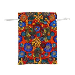 Mid Century Retro Floral 1970s 1960s Pattern 69 Lightweight Drawstring Pouch (S) from ArtsNow.com Front