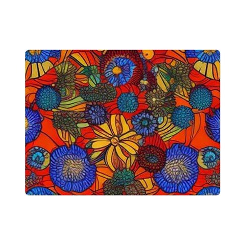 Mid Century Retro Floral 1970s 1960s Pattern 69 Premium Plush Fleece Blanket (Mini) from ArtsNow.com 35 x27  Blanket Front