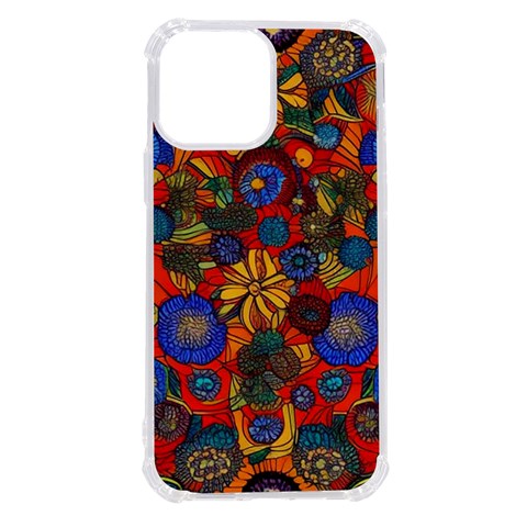 Mid Century Retro Floral 1970s 1960s Pattern 69 iPhone 13 Pro Max TPU UV Print Case from ArtsNow.com Front