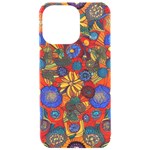 Mid Century Retro Floral 1970s 1960s Pattern 69 iPhone 15 Pro Max Black UV Print PC Hardshell Case