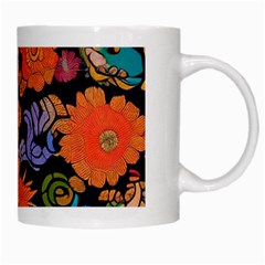 Mid Century Retro Floral 1970s 1960s Pattern 49 White Mug from ArtsNow.com Right