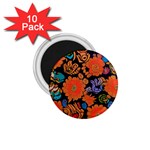 Mid Century Retro Floral 1970s 1960s Pattern 49 1.75  Magnets (10 pack) 