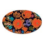 Mid Century Retro Floral 1970s 1960s Pattern 49 Oval Magnet