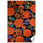 Mid Century Retro Floral 1970s 1960s Pattern 49 Canvas 24  x 36 