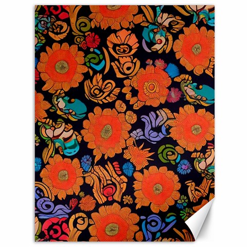 Mid Century Retro Floral 1970s 1960s Pattern 49 Canvas 36  x 48  from ArtsNow.com 35.26 x46.15  Canvas - 1