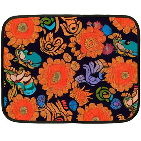 Mid Century Retro Floral 1970s 1960s Pattern 49 Fleece Blanket (Mini) from ArtsNow.com 35 x27  Blanket