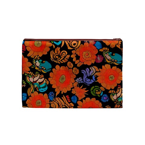 Mid Century Retro Floral 1970s 1960s Pattern 49 Cosmetic Bag (Medium) from ArtsNow.com Front