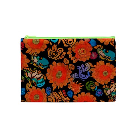 Mid Century Retro Floral 1970s 1960s Pattern 49 Cosmetic Bag (Medium) from ArtsNow.com Front