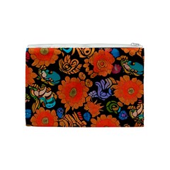 Mid Century Retro Floral 1970s 1960s Pattern 49 Cosmetic Bag (Medium) from ArtsNow.com Back