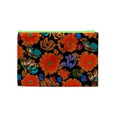 Mid Century Retro Floral 1970s 1960s Pattern 49 Cosmetic Bag (Medium) from ArtsNow.com Back