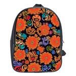 Mid Century Retro Floral 1970s 1960s Pattern 49 School Bag (Large)