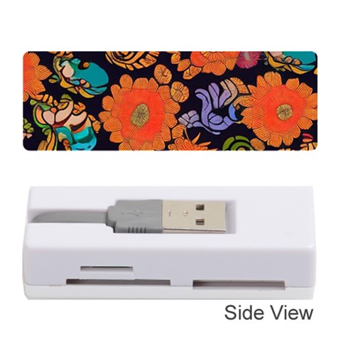 Mid Century Retro Floral 1970s 1960s Pattern 49 Memory Card Reader (Stick) from ArtsNow.com Front