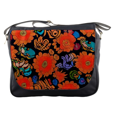 Mid Century Retro Floral 1970s 1960s Pattern 49 Messenger Bag from ArtsNow.com Front