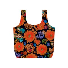 Mid Century Retro Floral 1970s 1960s Pattern 49 Full Print Recycle Bag (S) from ArtsNow.com Front