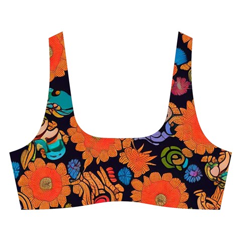 Mid Century Retro Floral 1970s 1960s Pattern 49 Cross Back Hipster Bikini Set from ArtsNow.com Front