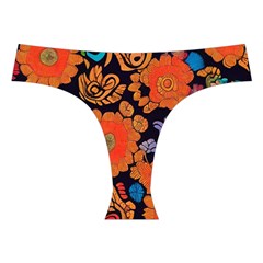 Mid Century Retro Floral 1970s 1960s Pattern 49 Cross Back Hipster Bikini Set from ArtsNow.com Front Under