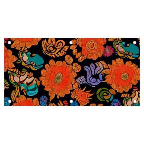 Mid Century Retro Floral 1970s 1960s Pattern 49 Banner and Sign 6  x 3  from ArtsNow.com Front