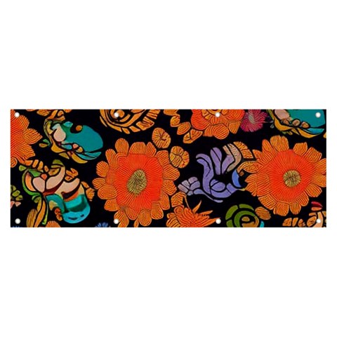 Mid Century Retro Floral 1970s 1960s Pattern 49 Banner and Sign 8  x 3  from ArtsNow.com Front