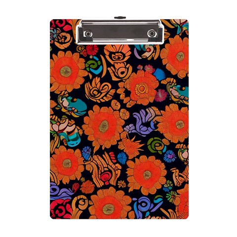 Mid Century Retro Floral 1970s 1960s Pattern 49 A5 Acrylic Clipboard from ArtsNow.com Front