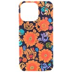 Mid Century Retro Floral 1970s 1960s Pattern 49 iPhone 15 Pro Max Black UV Print PC Hardshell Case