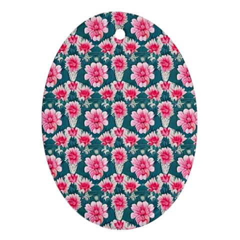 Retro 1880s Flowers Pattern 22 Ornament (Oval) from ArtsNow.com Front