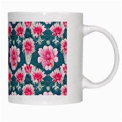 Retro 1880s Flowers Pattern 22 White Mug from ArtsNow.com Right