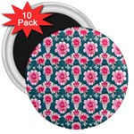 Retro 1880s Flowers Pattern 22 3  Magnets (10 pack) 