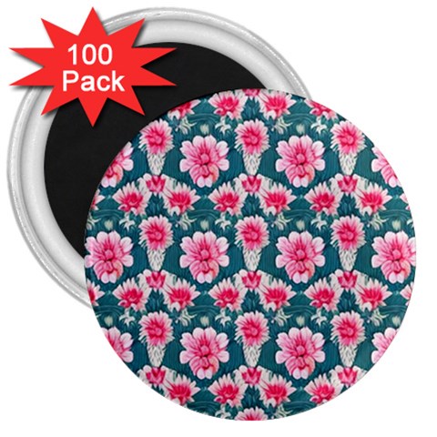 Retro 1880s Flowers Pattern 22 3  Magnets (100 pack) from ArtsNow.com Front