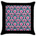 Retro 1880s Flowers Pattern 22 Throw Pillow Case (Black)