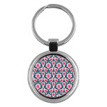 Retro 1880s Flowers Pattern 22 Key Chain (Round)